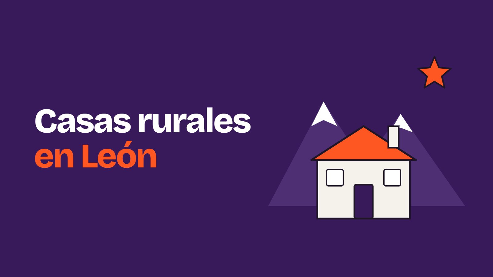 Ilustración de una casa rural entre montañas con una estrella