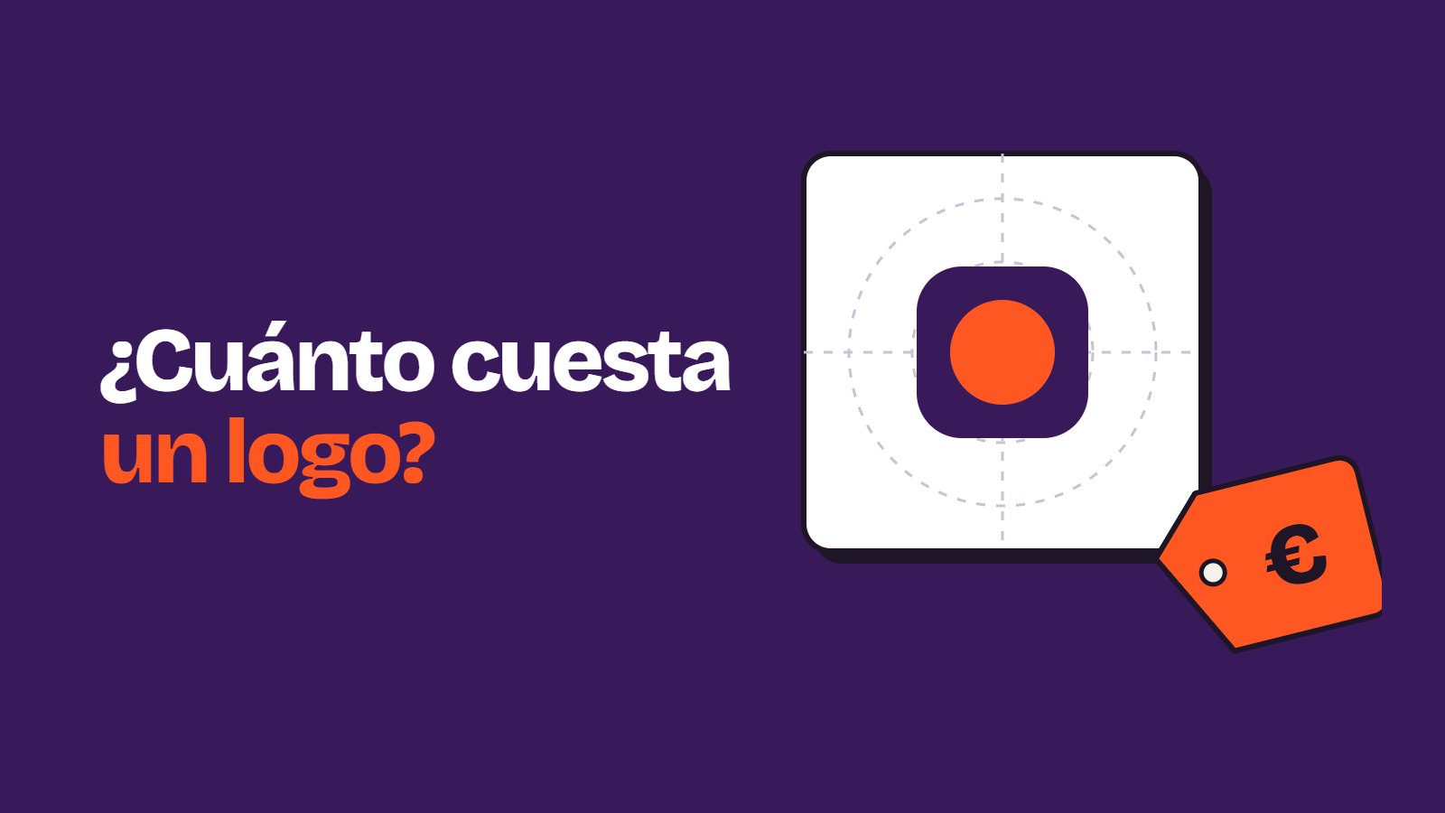 Ilustración de un logotipo en construcción con guías y una etiqueta de precio