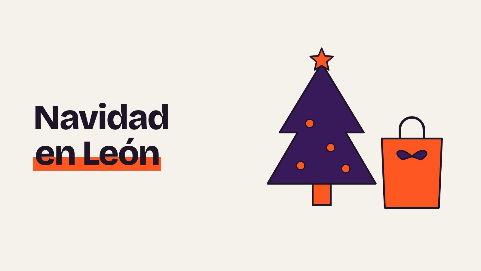 Ilustración de un árbol de Navidad junto a una bolsa de compra con un lazo