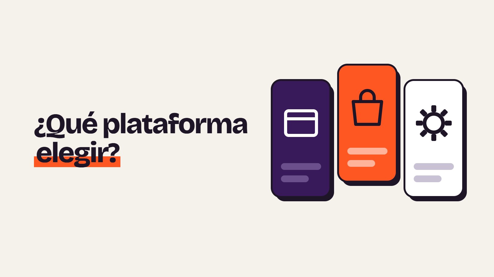 Ilustración de tres bloques de colores que representan tres plataformas
