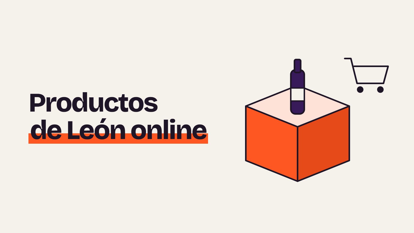 Ilustración de una caja de envío con una botella de vino y un carrito de compra