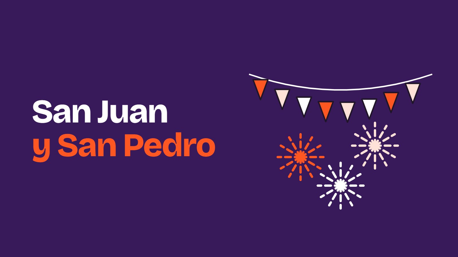 Ilustración de banderines de fiesta y fuegos artificiales